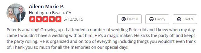 Anthony & Aileen Perez' Yelp Review of Kansas City, MO Wedding DJ & MC Peter Merry with MERRY WEDDINGS