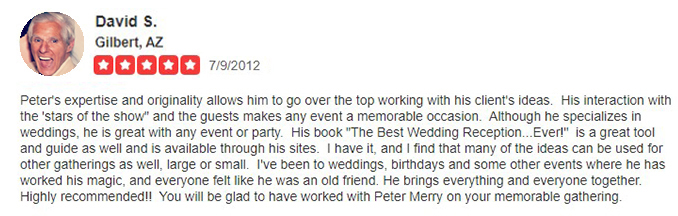 David Solomon's Yelp Review of Kansas City, MO Wedding DJ & MC Peter Merry with MERRY WEDDINGS