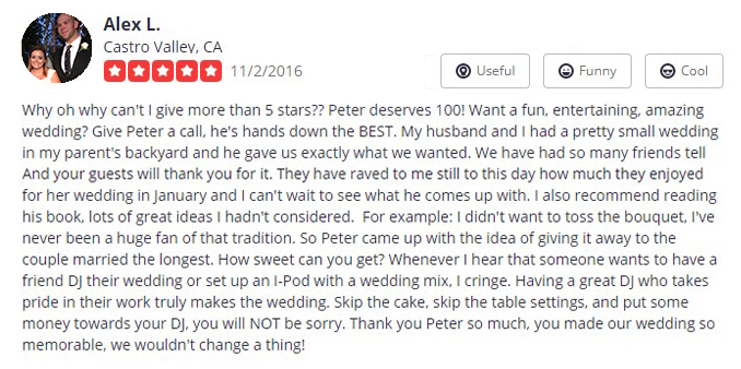 Kenny & Alexandra LaPerruque's Yelp Review of Kansas City, MO Wedding DJ & MC Peter Merry with MERRY WEDDINGS