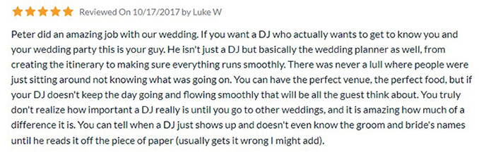 Luke & Tomi Winston's Review on The Knot of Kansas City, MO Wedding DJ & MC Peter Merry with MERRY WEDDINGS