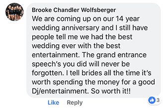 Brooke Wolfsberger's post on Facebook about Peter Merry with MERRY WEDDINGS