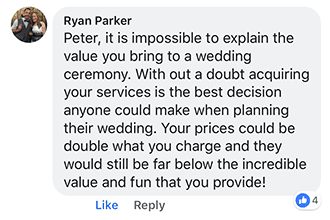 Ryan Parker's post on Facebook about Peter Merry with MERRY WEDDINGS who provides Wedding DJ & MC Entertainment from Coast to Coast